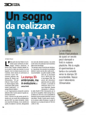 Un articolo dedicato da 3D Printing Creative sul numero di novembre alla 3Dreamalize di Vercelli